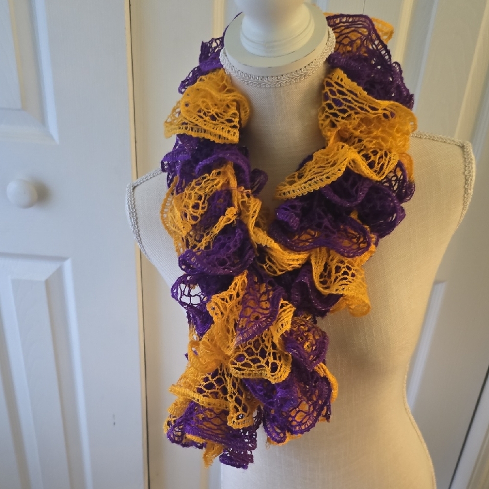 Purple and Gold Lace Scarf